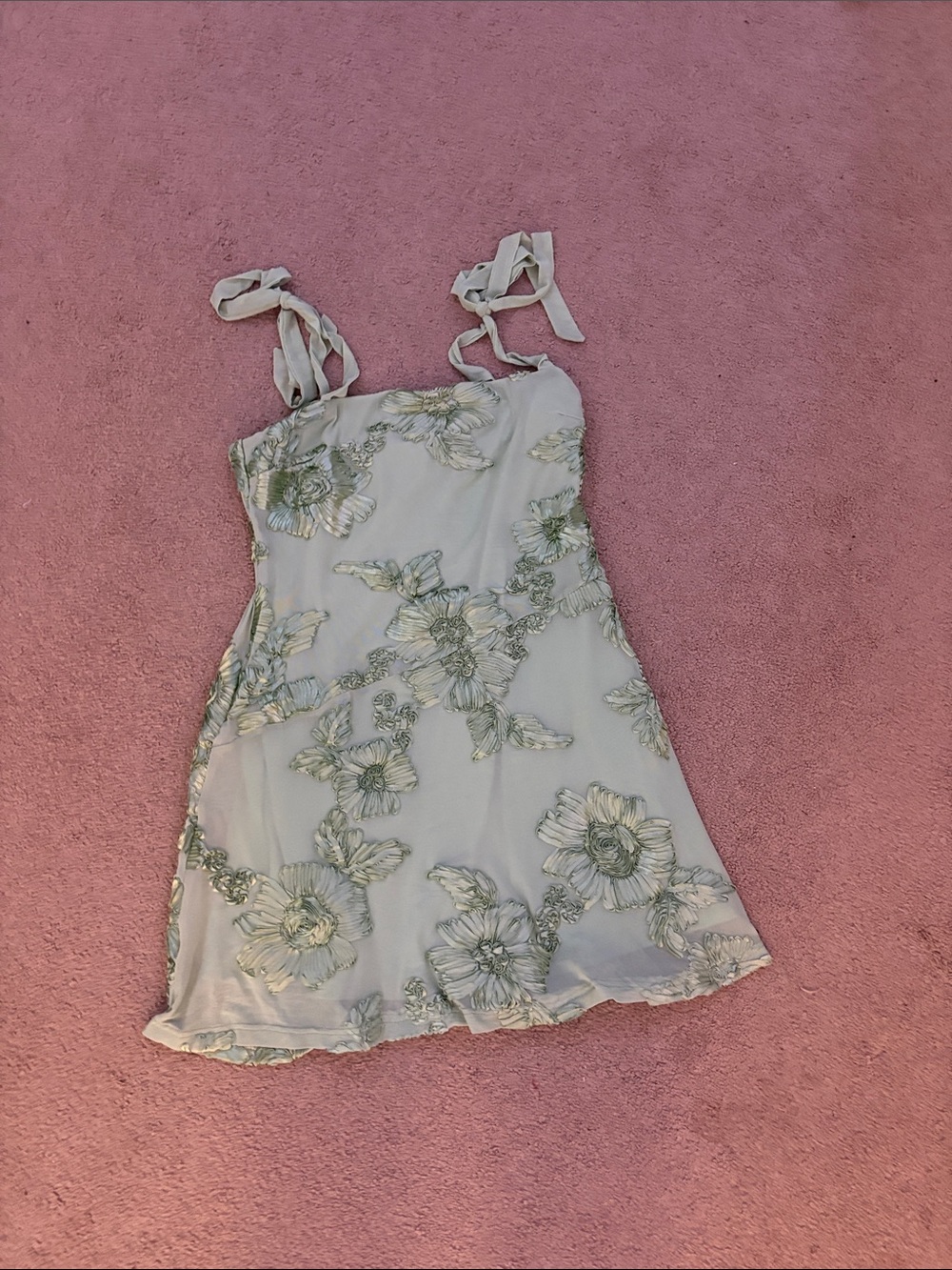 Hello Molly Mint Leaves Mini Dress Sage- Size Large